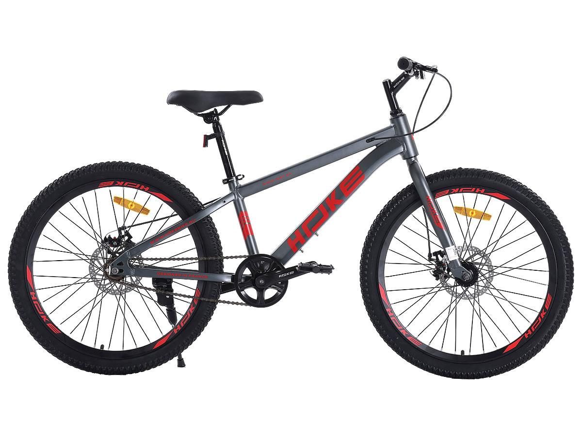 HOKE Rigid WAY 24 матовый серый-красный Алюминиевая рама, дисковые тормоза, втулки на промподшипниках